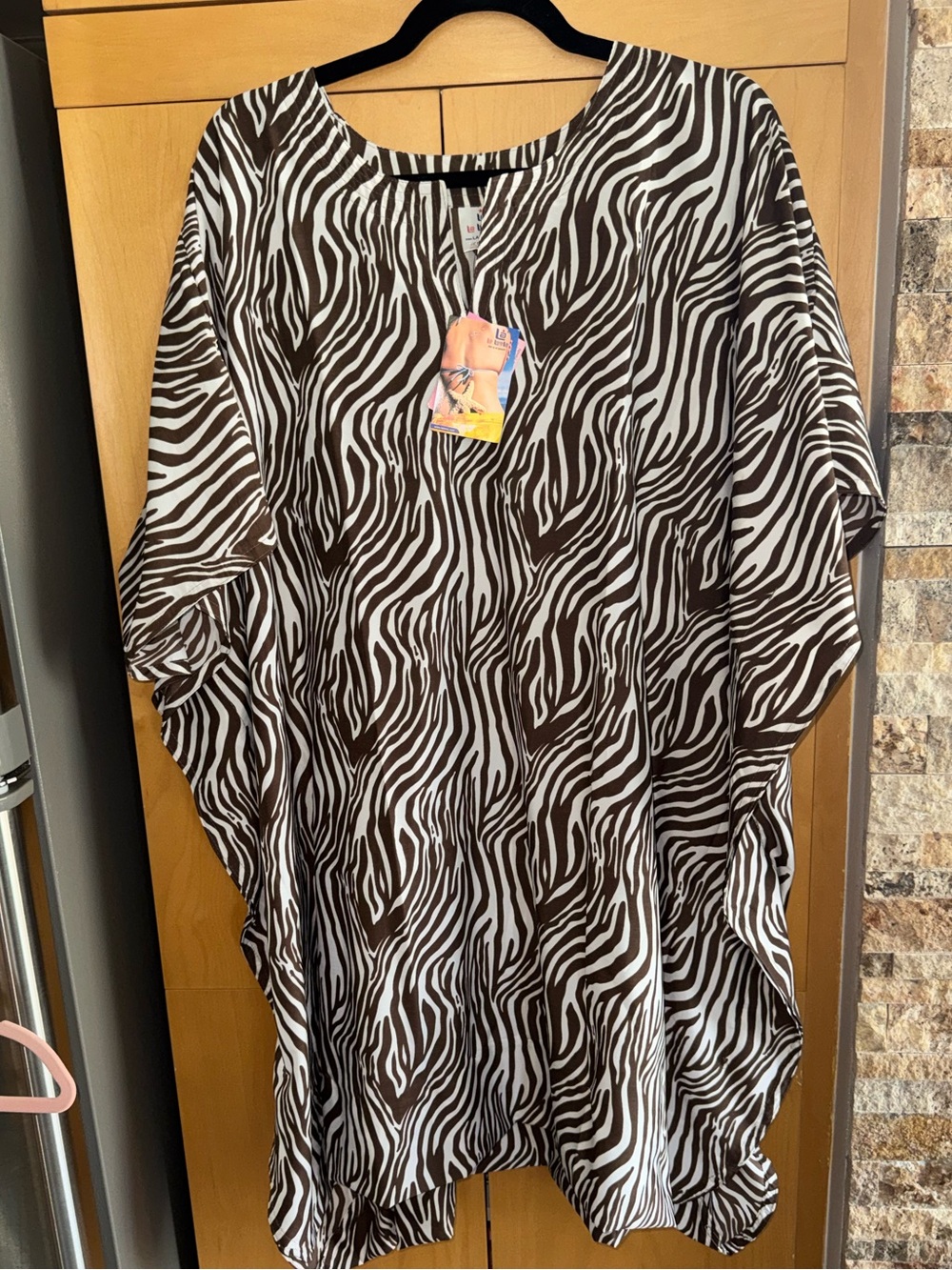 Women's Brown & White Zebra Caftan